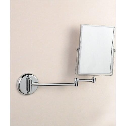 Vidric Bath Mirrors 3 x Magnifying Mirror Makeup Cosmetic Mirrors Wall Mounted Double Side Brass Silver Square Mirror Of Bathro