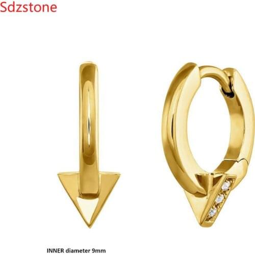 Sdzstone 2020 Fashion 925 Sterling Silver 11mm Triangle Stud Earing Earrings For Women Christmas Gift Korean Jewelry