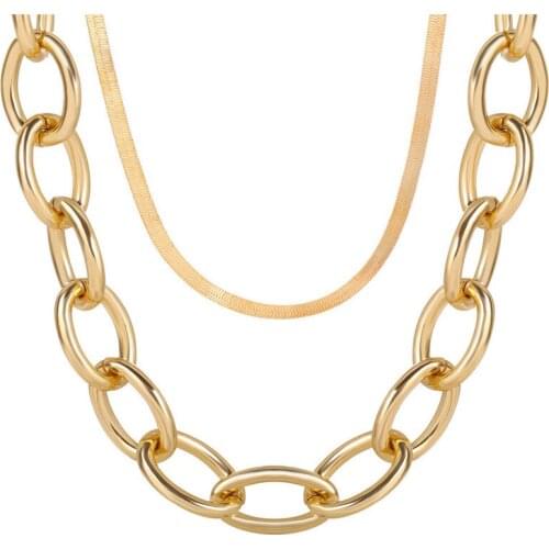 2020 Fashion Hiphop Punk Big Thick Chain Choker Necklace For Women Multilayer Snake Chain Link Necklaces Statement Jewelry Gifts