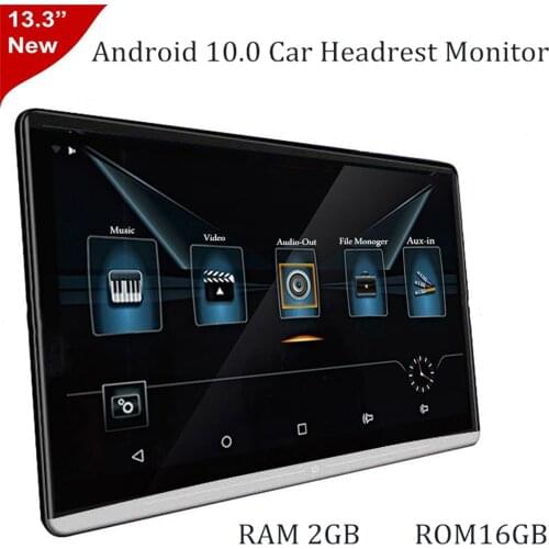 13.3 Inch Android 10.0 Car Headrest Display 4K 1080P Touch Screen WIFI/Bluetooth/USB/SD/HDMI/FM/Mirror Link/Miracas TV Player