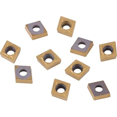 10PCS/Set Gold CCMT060204-HM YBC251 Carbide Inserts 2.5mm Thickness With Plastic Box For CNC Lathe Turning Tools
