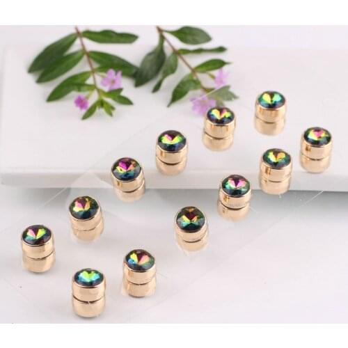 2pcs Safe Magnetic Hijab Strong Metal Plating Magnetic Scarf Buckle Crystal Collar Pin Fashion Brooches Magnet for Muslim Scarf