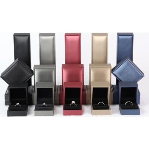 336pcs/lot PU Drawing Leather Ring Box 6x6.5x5cm Jewelry Packaging Storage Boxes Wholesale