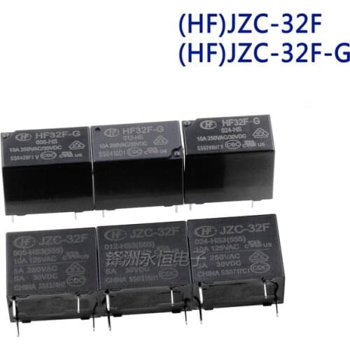 5PCS/LOT Relay HF32F-G JZC-32F-G-005-HS3 JZC-32F-G-012-HS3 JZC-32F-G-024-HS3 4PIN 10A