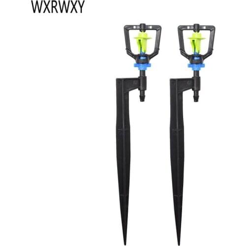 Garden 360 degrees sprinkler nozzles plastic spike garden Rotate sprinklers drip misting nozzle holder For 4/7 hose 50pcs