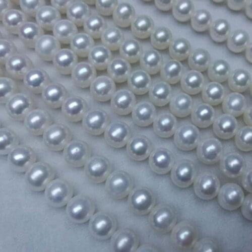 AA++ wholesale 5 strands 8-9mm near round pearl strings white free shipping