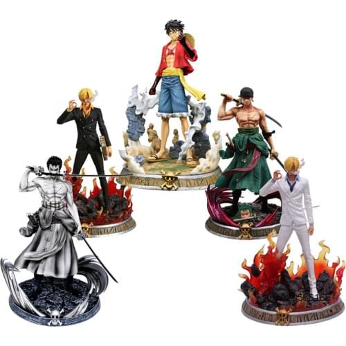 Anime One Piece Figma Roronoa Zoro Luffy Vinsmoke Sanji Ace Figurine Statue Action Figure Desktop Decoration Collection Model