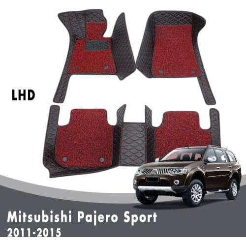 LHD Car Floor Mats For Mitsubishi Pajero Sport 2015 2014 2013 2012 2011(5 seats) Carpets Wire Loop Luxury Double Layer Auto Part