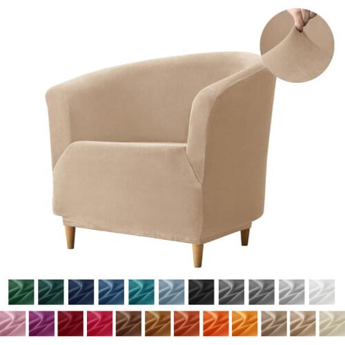 Velvet Coffee Tub Armchair Sofa Cover Washable Furniture Protector Slipcover High Quality Hotel Home Spandax Single Seat Cover