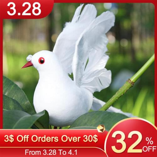 White Doves Feather Spreading Artificial Foam Lover Peace Doves Wedding Bird Home Decor Decoration Simulation Figurines