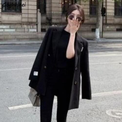 Blazers Women Long Sleeve Double Breasted Korean Version Student Solid Simple Gentle All-match Autumn Clothing Ladies Hot Sale