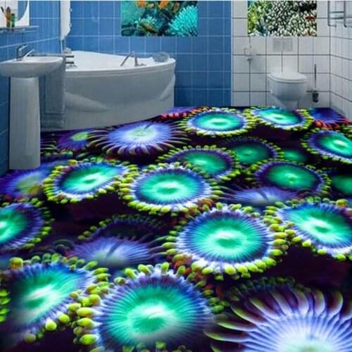 Beibehang Large custom flooring affixed to marine life algae 3D stereo living room bedroom bathroom floor tiles