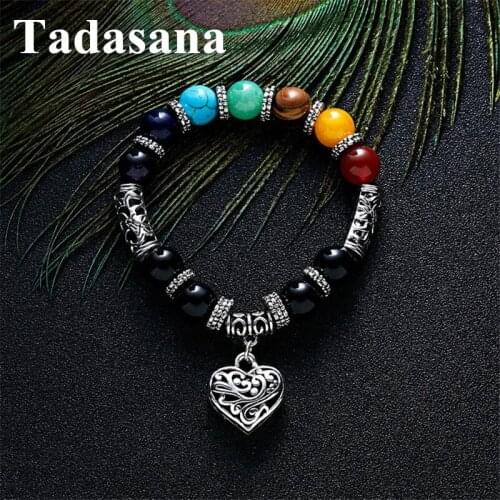 Friendship Bracelets For Women Accessory Jewelry Chakra Couple Bracelets Yoga Natural Stone Bracelet Men Agates Heart Pedant