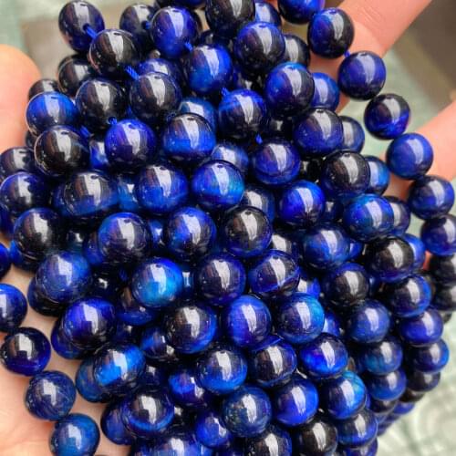 Natural Stone Blue TIger Eye Beads 4-12mm 15'' Strand Round Loose Gemstones Spacer Beads DIY For Jewelry Making Bracelet