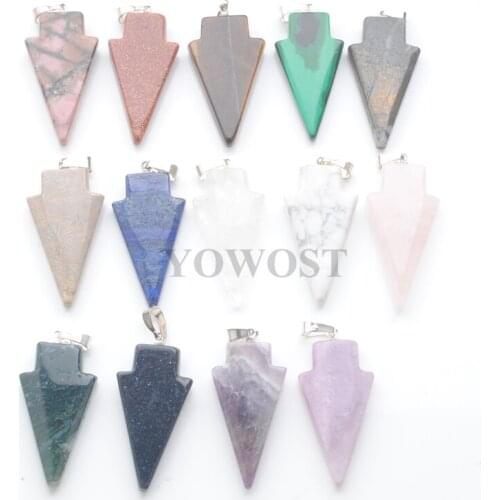 Mixed 5pcs/lot Natural stone Charm Beads Dangle Pendants for Necklace Jewelry Making Malachite Crystal Lapis Rhodonite QBN408