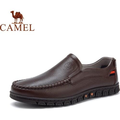 CAMEL Casual Genuine Leather Shoes Men Non-slip Cowhide Pigskin Loafers Shoes 2021 New Soft Comfortable Men Shoes Spring