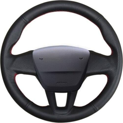 Black Artificial Leather Hand-stitched Car Steering Wheel Cover For Ford Focus 3 2015 2016 2017 2018 (No multi-function button)
