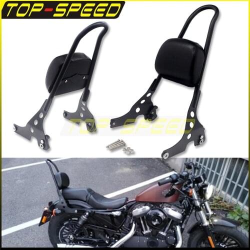 Black Detachable Sissy Bar Rear Passenger Backrest Cushion Pad For Harley 1200 Custom XL1200C XL1200NS XL1200X XL1200XS XL883L