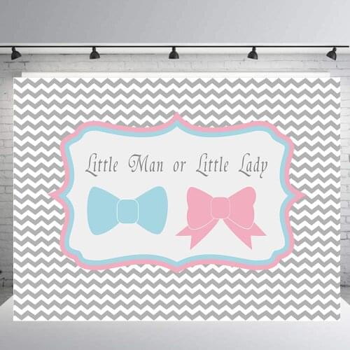 Gender Reveal party backdrop baby shower decorations little man lady background candy table banner photo studio props B403