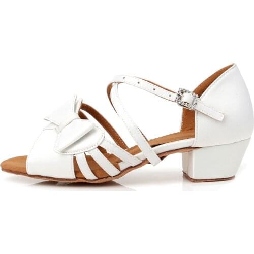 Sports Dance shoes Christmas Gift Ballroom Latin dance shoes for Children kids girl HEEL 3.5cm Satin Free shipping wholesale