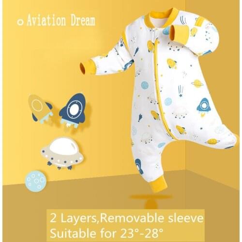 Baby Cotton Sleeping Bag Detachable Long Sleeve Wearable Blanket Envelope Spring Autumn Warm Baby Girls Boys Pajamas Clothes