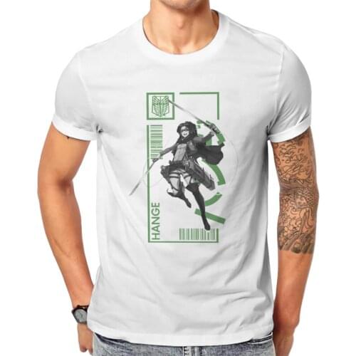 Hange Zoe Hipster TShirts Attack On Titan Eren Mikasa Armin Anime Male Style Pure Cotton Streetwear T Shirt O Neck Oversized