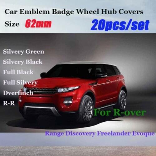 20pcs/set 62mm Car Emblem Wheel Hub Center Caps Logo Badge for Land Rover Range Discovery Freelander Evoque Auto Badge Covers