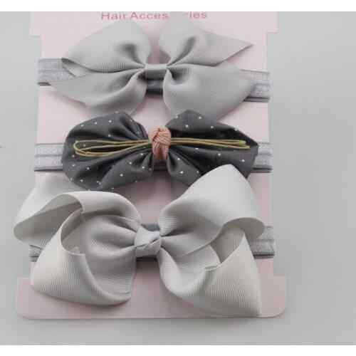 3-Piece Girl Hair Band Sets Bowknot Headband Flower Kids Hair Ribbon Solid Color Children Hair Accessories Children Hair Girls