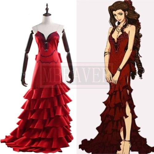 FF 7 Final Fantasy VII Remake Aerith Gainsborough Aeris Cos Cosplay Costume Party Christmas Halloween Custom Made Any Size