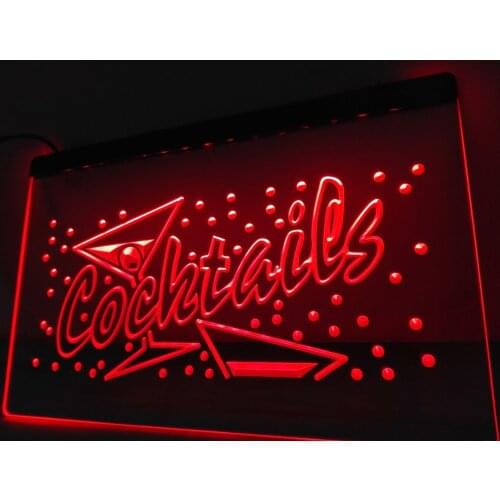 LB112- OPEN Cocktails Bar Pub Club LED Neon Light Sign home decor crafts