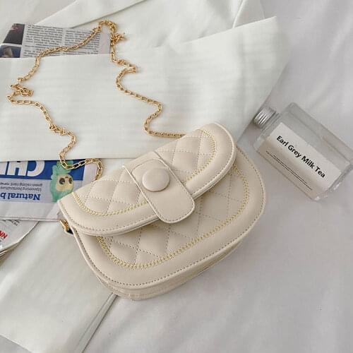 Rhombus Lattice Fashion Saddle Bag for Women Soft Leather Female Crossbody Bag 2021 Summer Simple Trend Womens Shoulder Bag