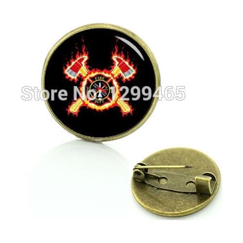 Trendy Brooches For Novelty Interesting Brooches Fire Department And Axes With Flames Pin New Elegant Design Firemen Badge C 932
