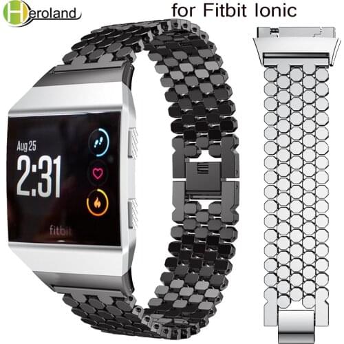 Fashion Alloy steel Watchband for Fitbit Ionic straps Smart Accessories Replacement Wristband metal hexagon smartWatch strap new