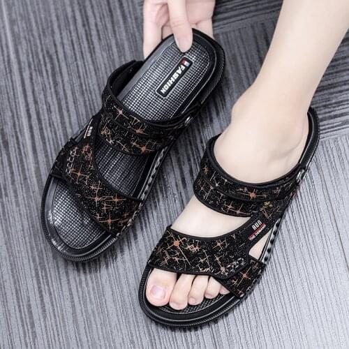 Mens Sandals 2021 Summer Cool Slippers Sandals Men Beach Motion 47 dual-use Leisure Big Yards Outside Drive Beach Sandals