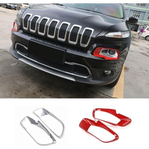 MOPAI ABS Car Front Headlight Lamp Eyebrow Decoration Cover Trim Exterior Stickers for Jeep Cherokee 2014 Up Car Styling