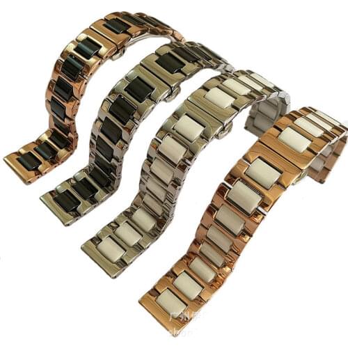 Luxury Watches Stainless Steel Ceramic Rose Gold Watch Band 14mm 16mm 18mm 20mm 22mm Mens Womens Watchbands Accessories