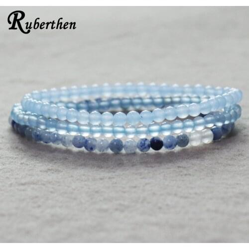Ruberthen Blue Aventurine Bracelets Trendy Celestine Bracelet Natural Mini Gem Stone Bracelet Drop Shipping