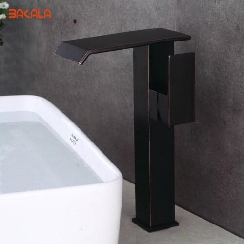 BAKALA Bathroom faucet mixer tap Chrome/ORB/Nickel brushed waterfall sink basin faucet with Hot and Cold Water BR-20174005