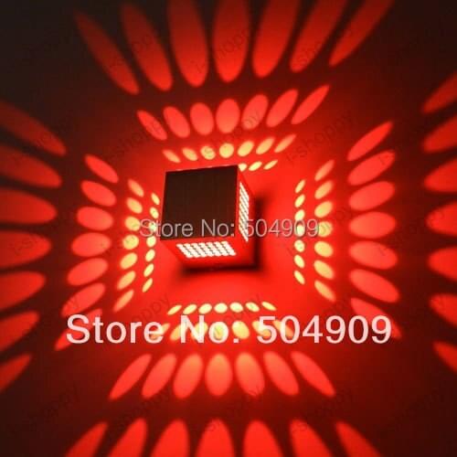 Red Cube Box 3W High Power LED Wall light Porch Studio Hotel Lobby Stairs Modern Decorative Decking Fixture Lamp Background Bulb