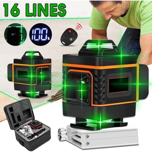 4D 16 Line Laser Level Self-Leveling 360 Horizontal and Vertical Cross Measure Tool Powerful Construction Laser Level Instrument