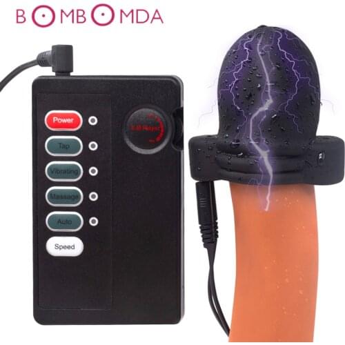Electric Shock Glans Vibrator Sex Toys for Men Masturbator Cup Wave Therapy Penis Cage Shocking Chastity Device sexual wellness