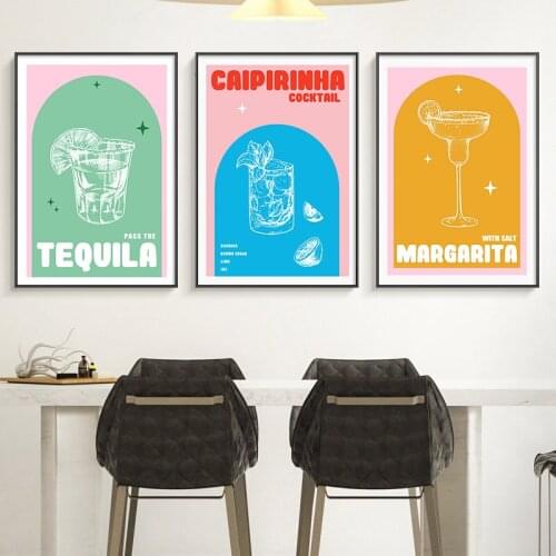 Wine Kitchen Poster Print Cocktail Drink Menu Nordic Wall Art Canvas Painting Picture Dining Room Restaurant Bar Club Decoration