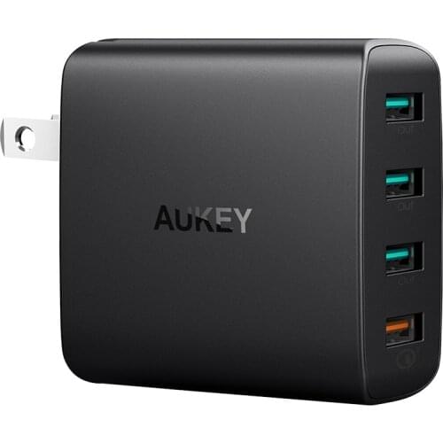 Aukey US Plug PA-T18 Fast Charge Quick Charge 3.0 42W 4-Port Wall AC Charger Adapter USB Charging Station for NS Switch/Phone