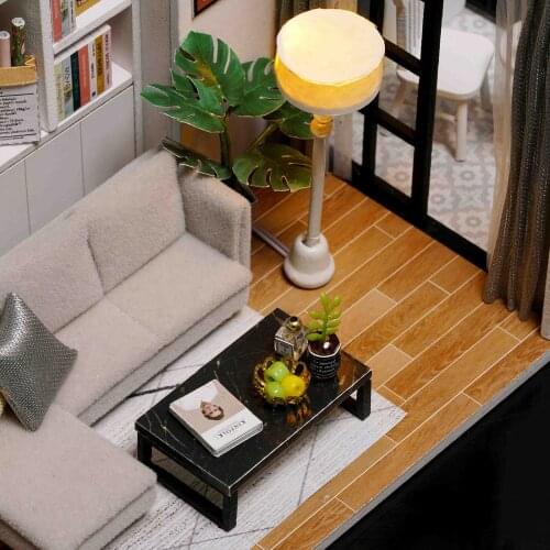 1/32 DIY Wood Dolls House Building Modern Cottage Dustproof Cover Craft Toys