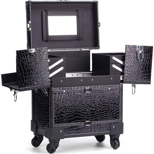 1 piece Aluminum with PVC Panel Professional Makeup Case with Wheels Beauty Box with wheels