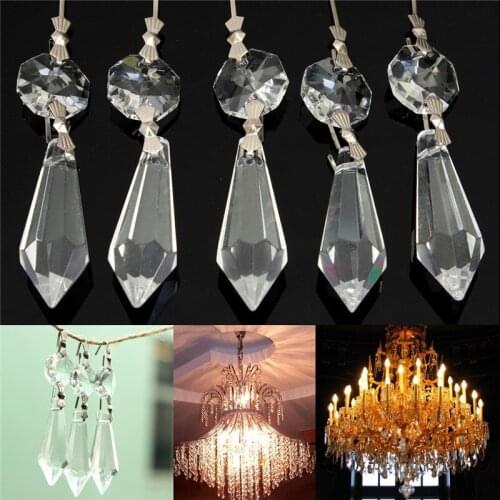 10Pcs for Curtains Partitions Entrance Loose Beads Chandelier Clear Glass Crystal Lamp Prism Hanging Drop Pendant Set 38mm+14mm