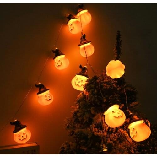 10 LED Halloween Light Music Portable Pumpkin Lantern Without Battery 1.5m Creative Broom Pumpkin Lamp Party Decoration