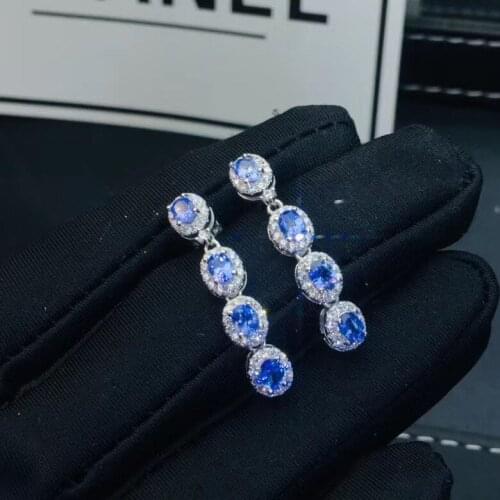 100% Real And Natural tanzanite earring Jewelry Natural And real tanzanite earring 925 sterling silver