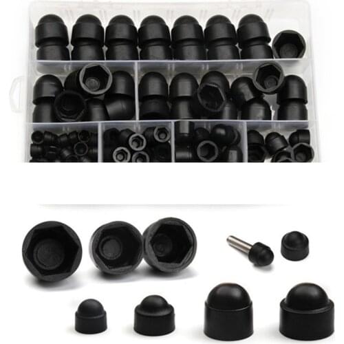 145PCS/Set Bolt Covers Screw Caps, Assortment Plastic Nut kits with Storage Box, Rubber Insert Locknut for Matching Screws Bolt