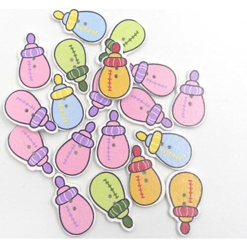 50Pcs Milk Bottle Design Wooden Buttons Sewing Handicraft Art DIY Decoration